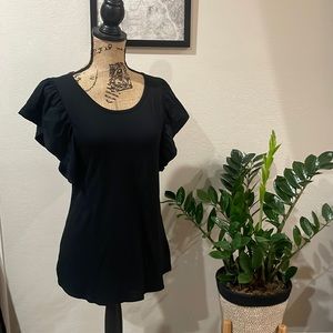 Gap Black Ruffle Sleeve Top